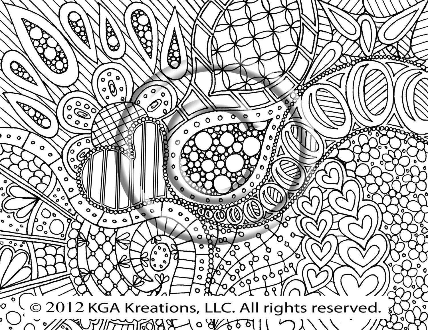 Instant PDF Digital Download Coloring Page Hand Drawn