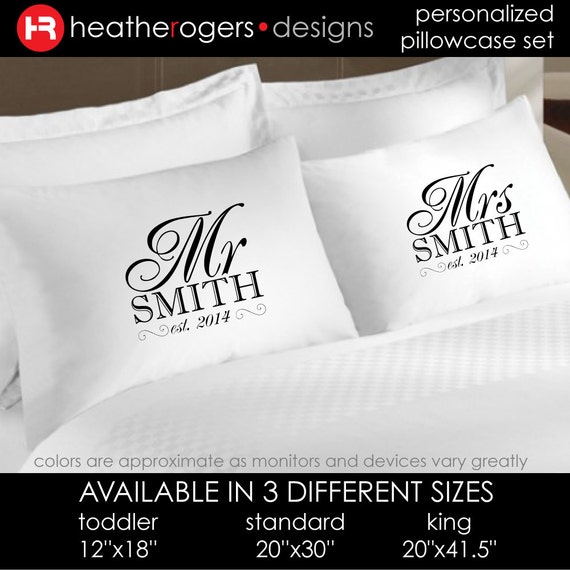 Mr & Mrs Pillowcases 2 Personalized Pillowcases