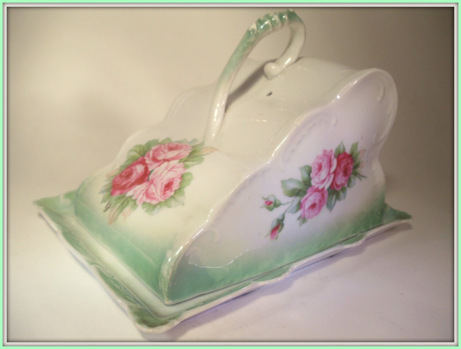 German Porcelain Covered Cheese Keeper