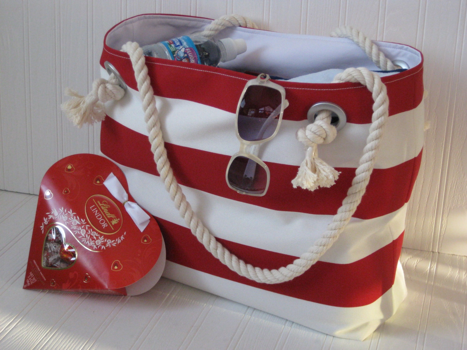 red beach bags