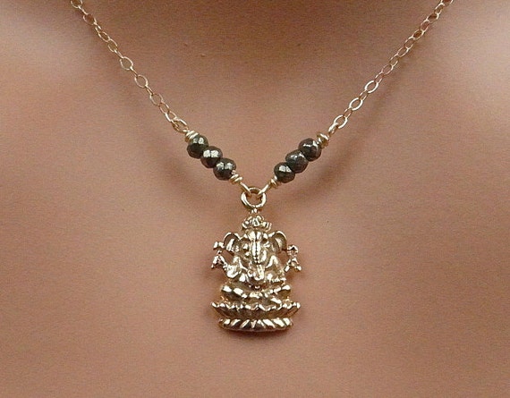 Dainty Ganesha Gold filled Necklace by LifeForceEnergyShop on Etsy