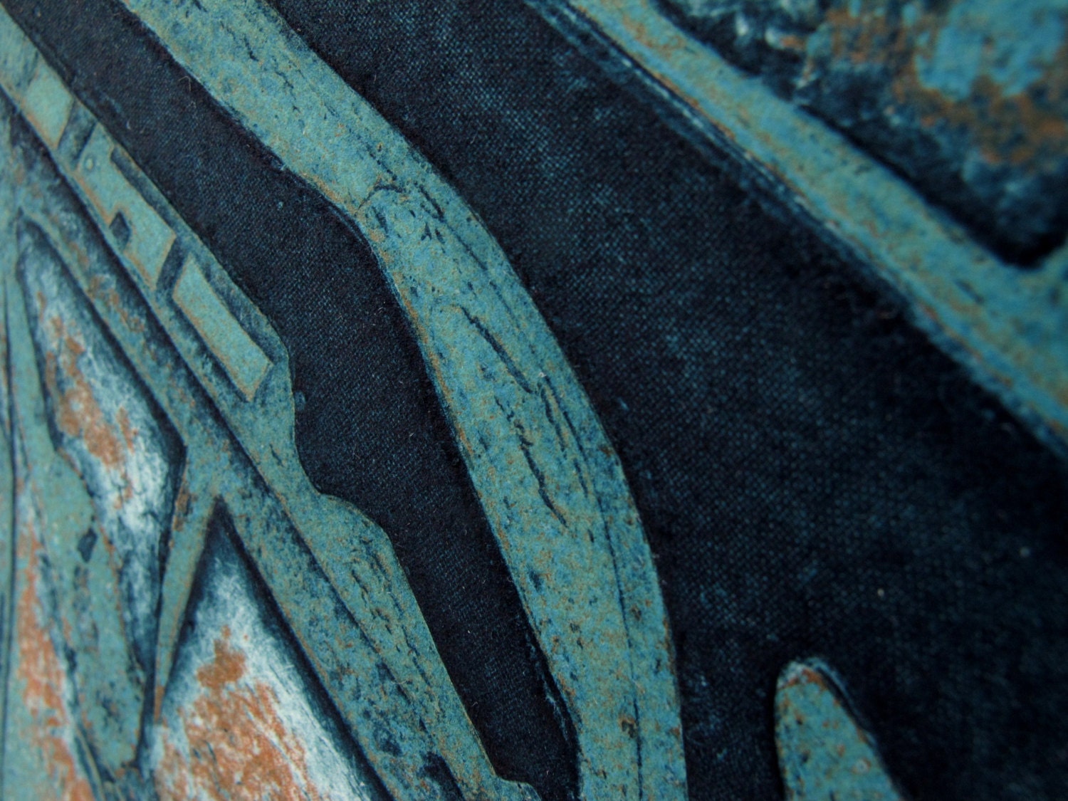 Aerial view collagraph print of Exeter limited edition blue.