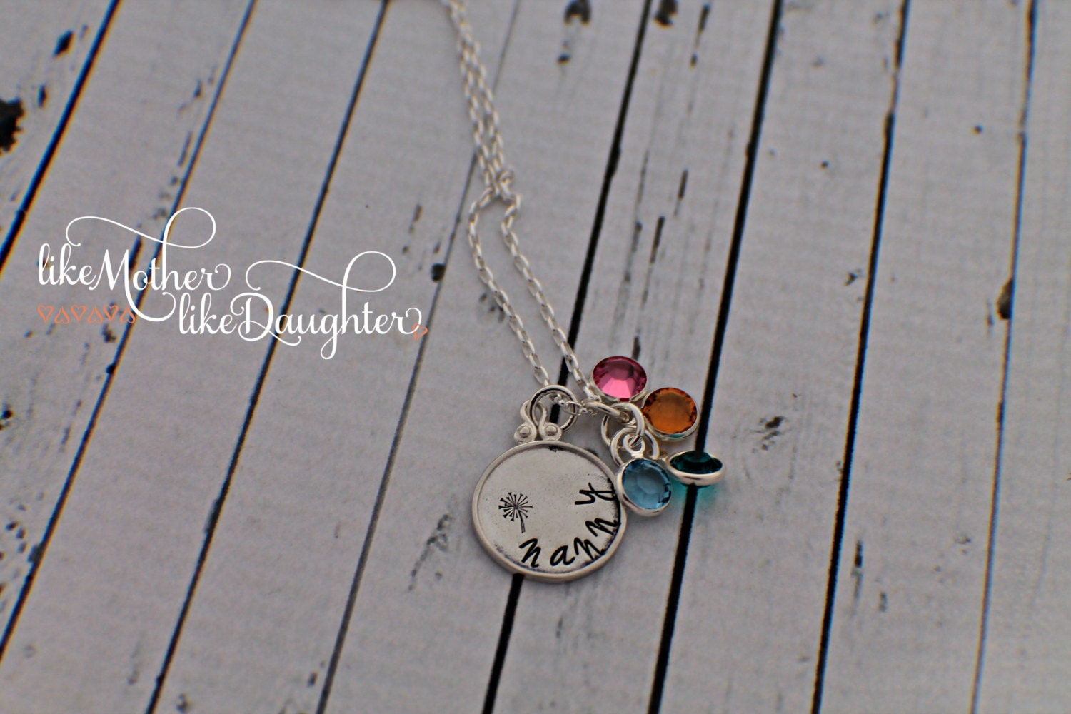 Personalized Grandmother Jewelry - Necklace Hand Stamped Birthstone Jewelry - Hand Stamped Jewelry - Birthstone Necklace - Grandma Necklace