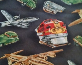 Baby Toddler bedding fitted sheet standard pillowcase train planes cars
