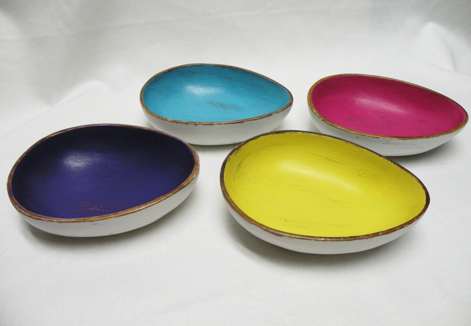 Easter Egg Shaped Vintage Wood Bowls or Containesr Upcycled