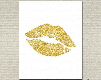 Gold Glitter Lips 