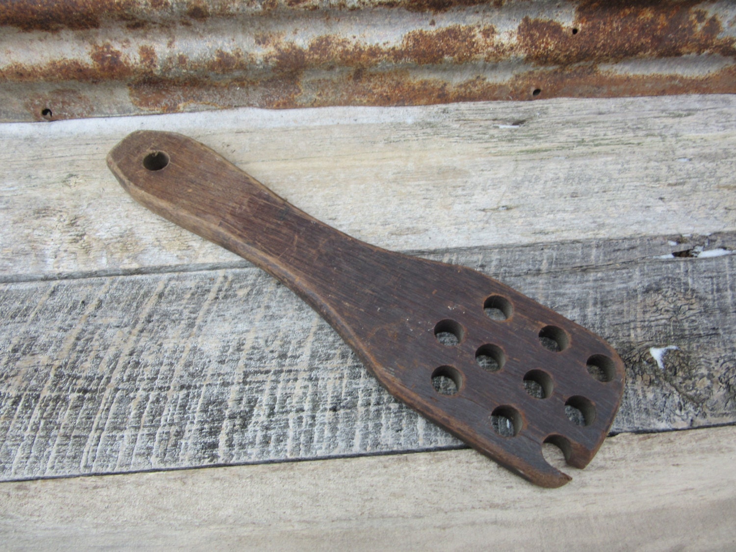 Huge Antique Apple Butter Kettle Stir Primitive Antique Dark