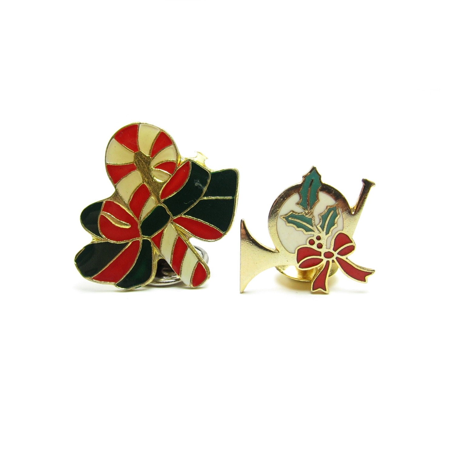 Christmas Lapel Pins Brooches Hallmark by BrownEyedRoseVintage