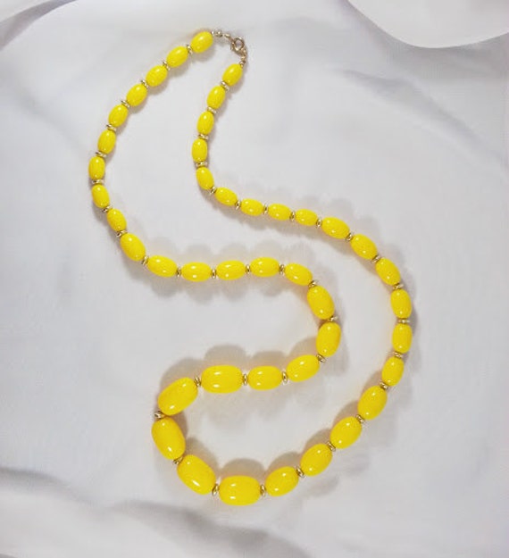 Vintage Long Yellow Bead Necklace by TracyBDesignsAZ on Etsy