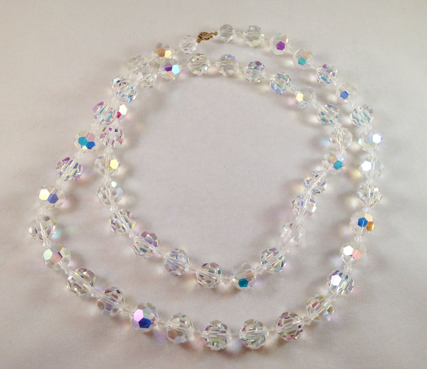 Vintage Clear Crystal Bead Necklace by TreasuresOnBroadway on Etsy