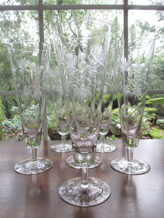 Vintage Princess House Crystal Pilsner Beer Glasses Heritage