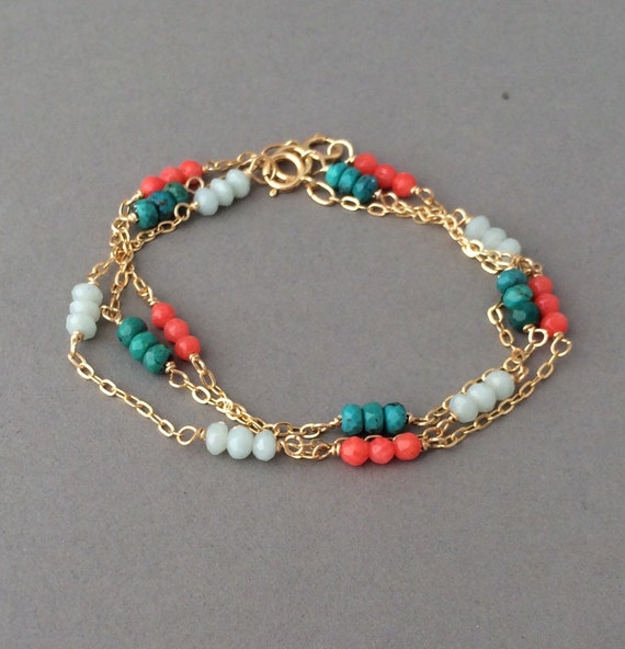 Multi Colored Gemstone Beaded Gold Bracelet Also By Jennyandjude