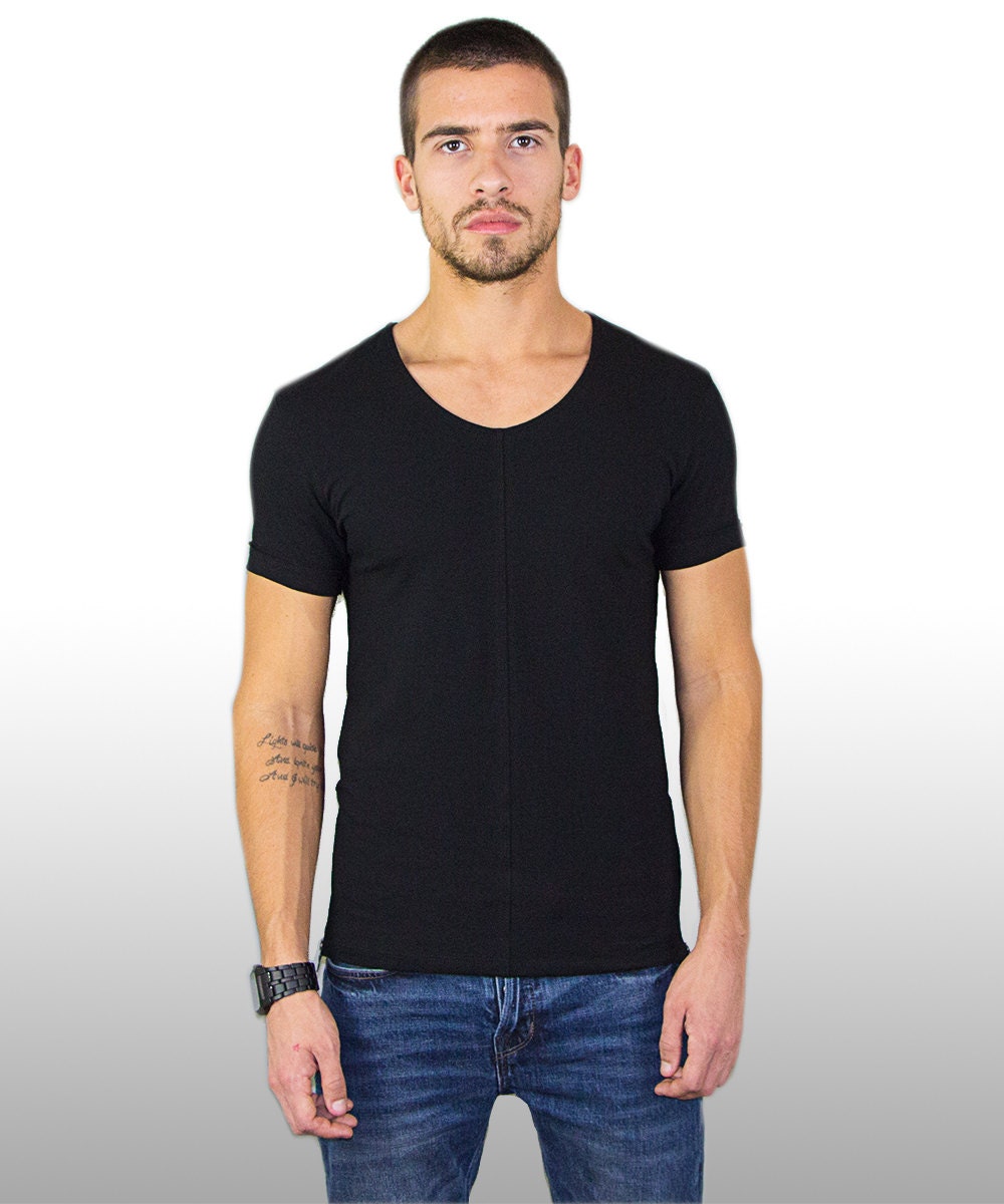 SALE Black Side Zipper Men's T-Shirt