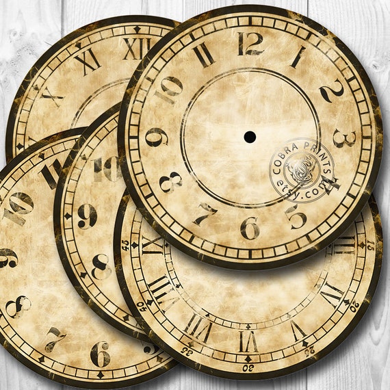 DIY 6 Clock Faces 1 Digital Printable Images by CobraPrints