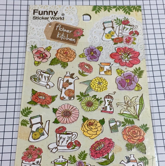 korean sticker sheet funny sticker world flower kitchen