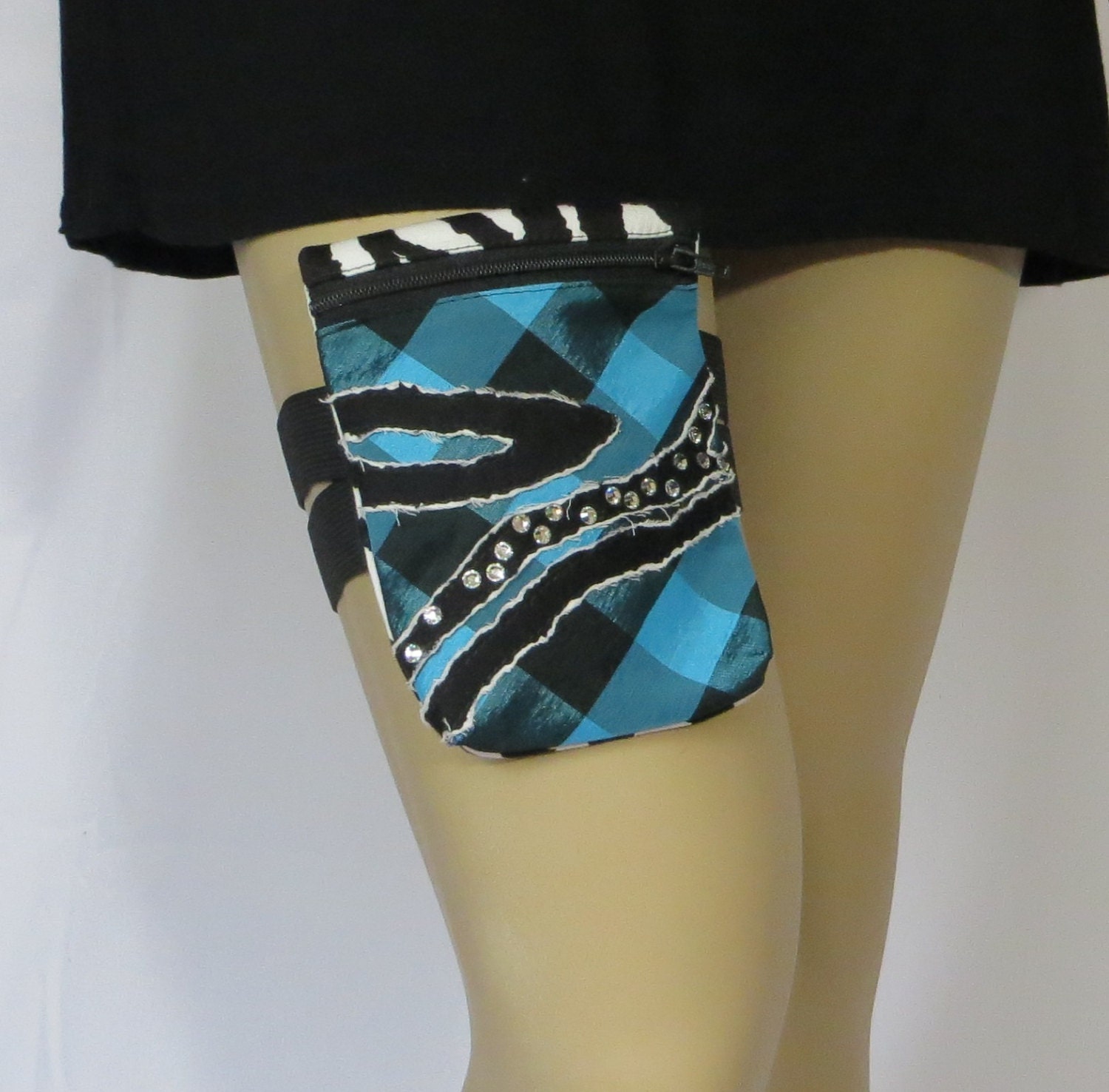 Garter Purse Plaid and zebra thigh purse size by CouthCouture