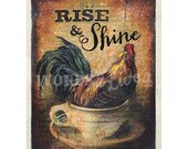 Vintage rooster in coffee cup mixed media print kitchen decor Vintage rooster in coffee cup mixed media print kitchen decor