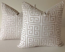 Euro Pillow Shams - Tan and White G reek Key Decorative Throw Pillow ... Euro Pillow Shams - Tan and White G reek Key Decorative Throw Pillow ...
