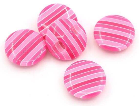 20 Pink Candy Stripe Buttons shades of pink by moggyssupplyshop