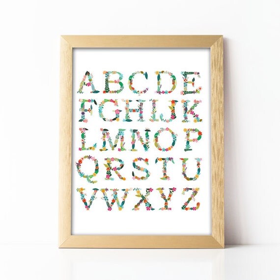 Items similar to Alphabet wall Art Print ABC printable, Wall Decor