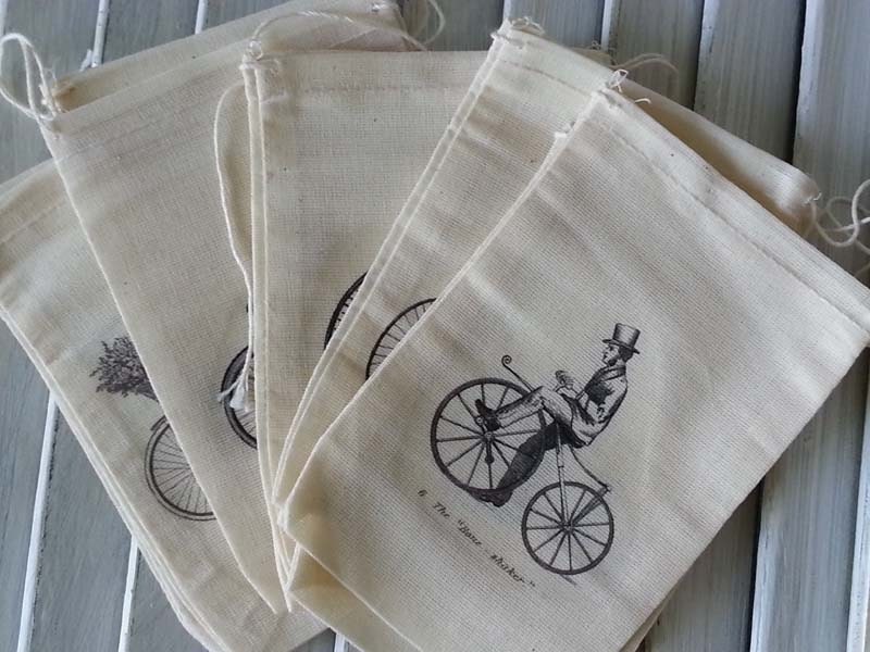 Steampunk Bicycle Steampunk Gift Bag Steampunk Wedding Muslin