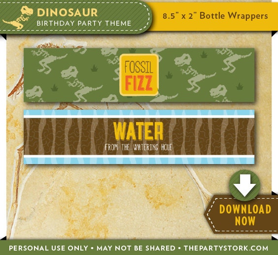 dinosaur water bottle labels wrappers printable dinosaur