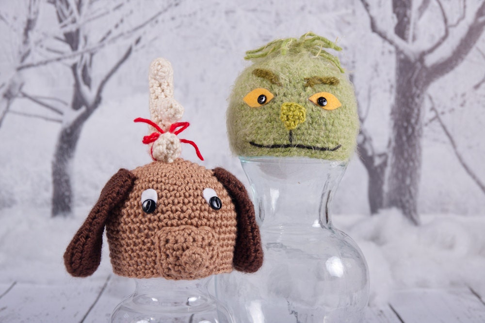 Crochet Christmas Grinch or Max the Dog Beanie hat by PeaPodProps