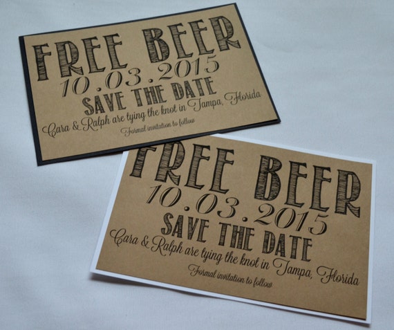 Free Beer Save the Date Cards funny kraft rustic save-the-date cards kraft funny save the date invitations fun save the dates cards