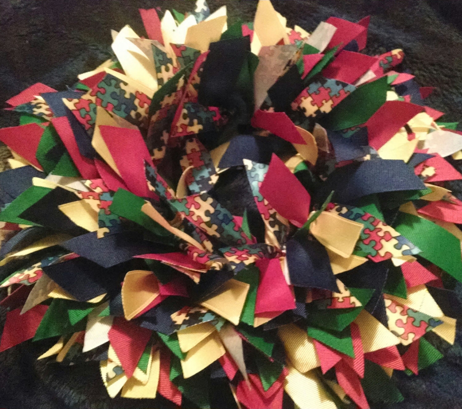 AUTISM AWARENESS 9" Ribbon Wreath Custom Made For Each Individual