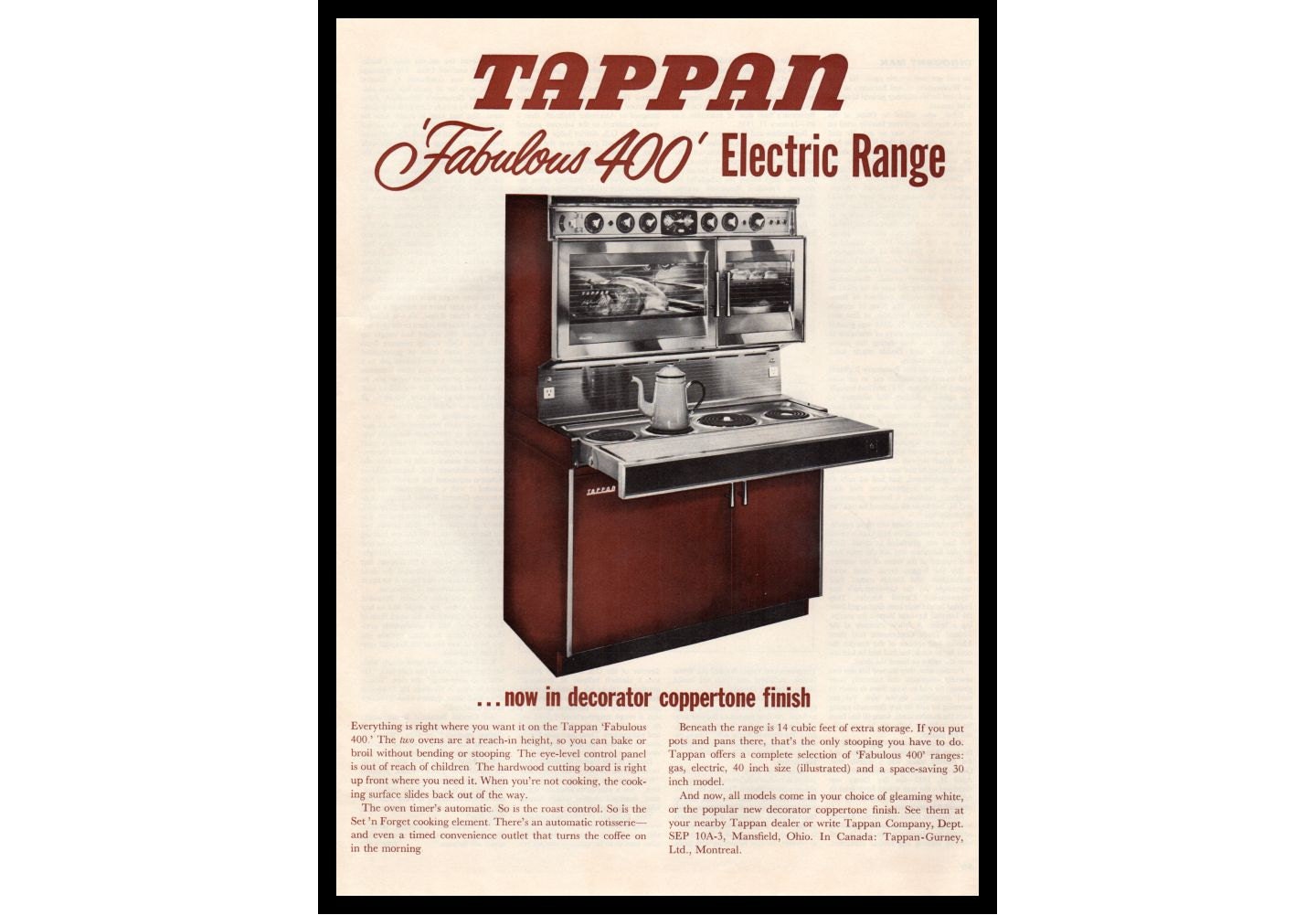 1963 Tappan Electric Range AdFabulous 400 1960s Stove