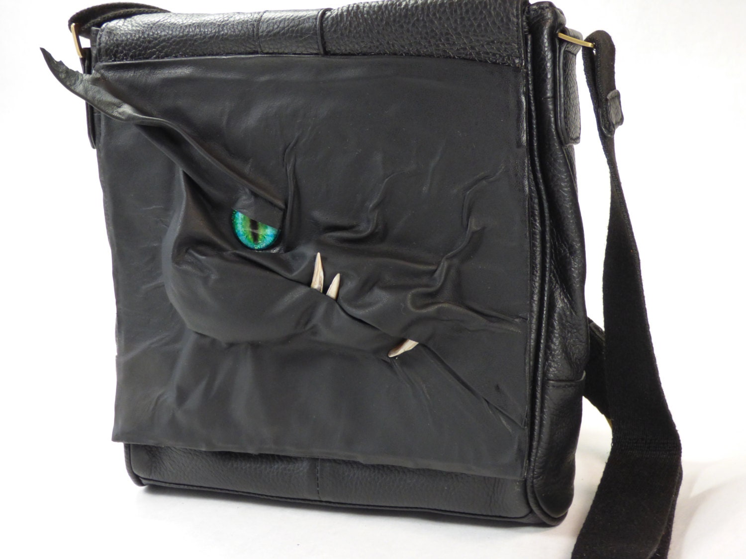 Dragon Messenger Bag Black Leather Large Purse Handbag Bag