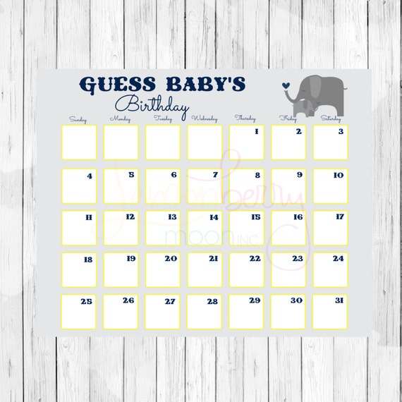 Items Similar To Guess Baby s Birthday Printable Baby Shower Game 