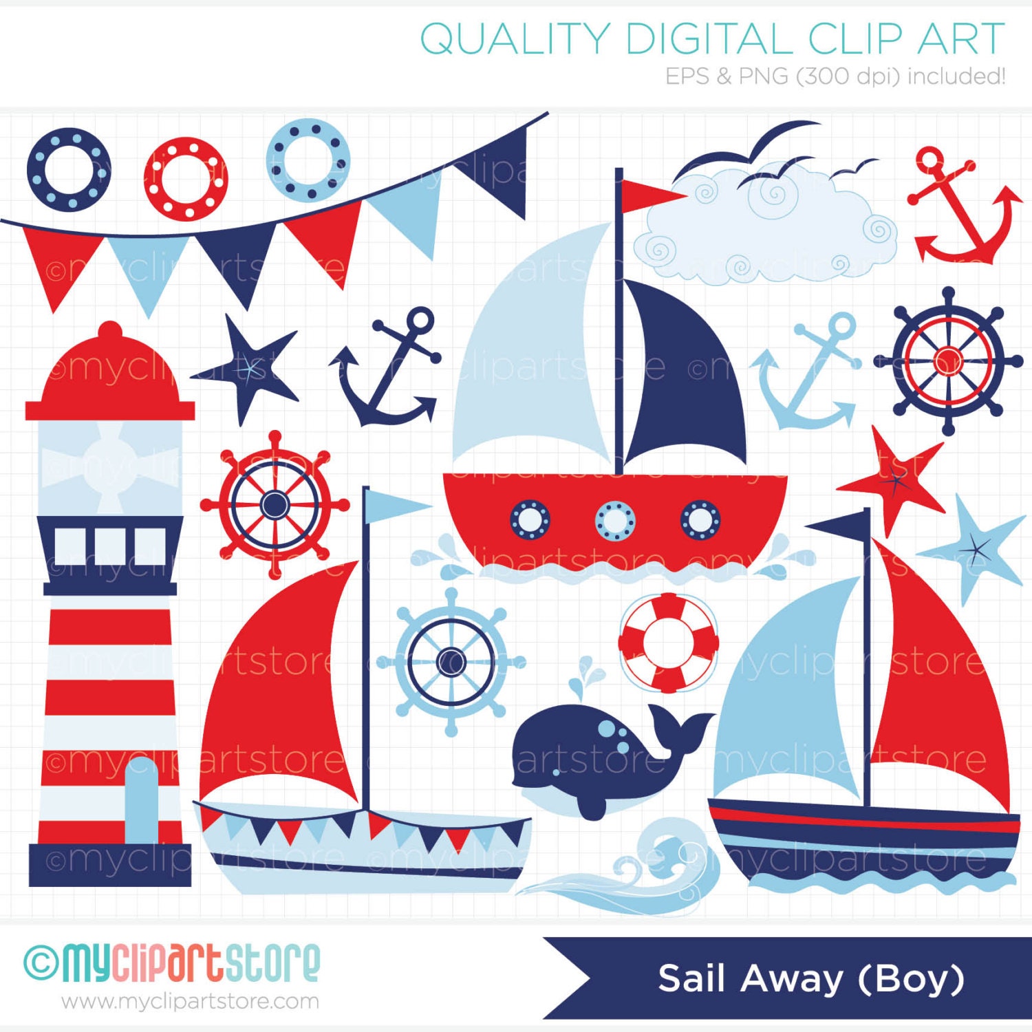 Download Nautical Clipart Bundle Sailing Sail Boats ships ocean