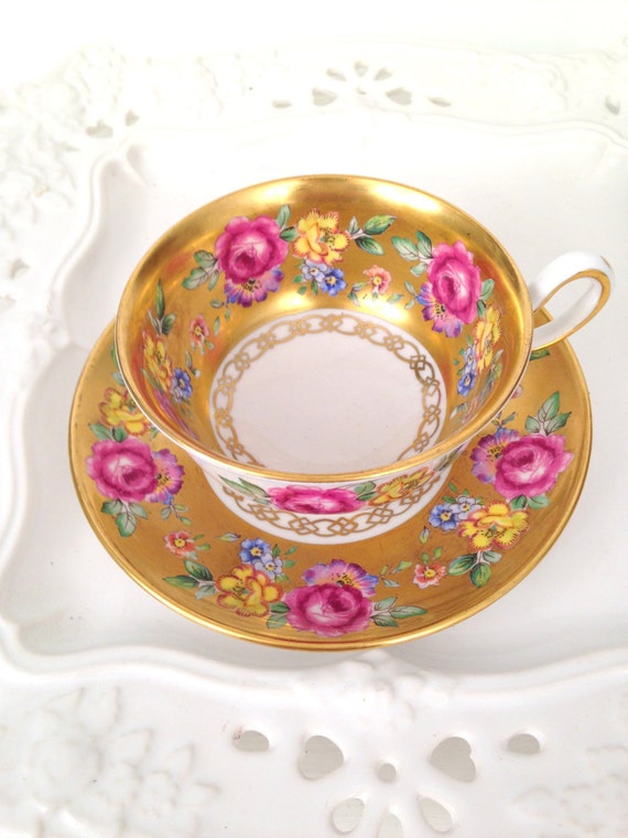 Antique English Bone China Royal Chelsea Teacup and Saucer Duo