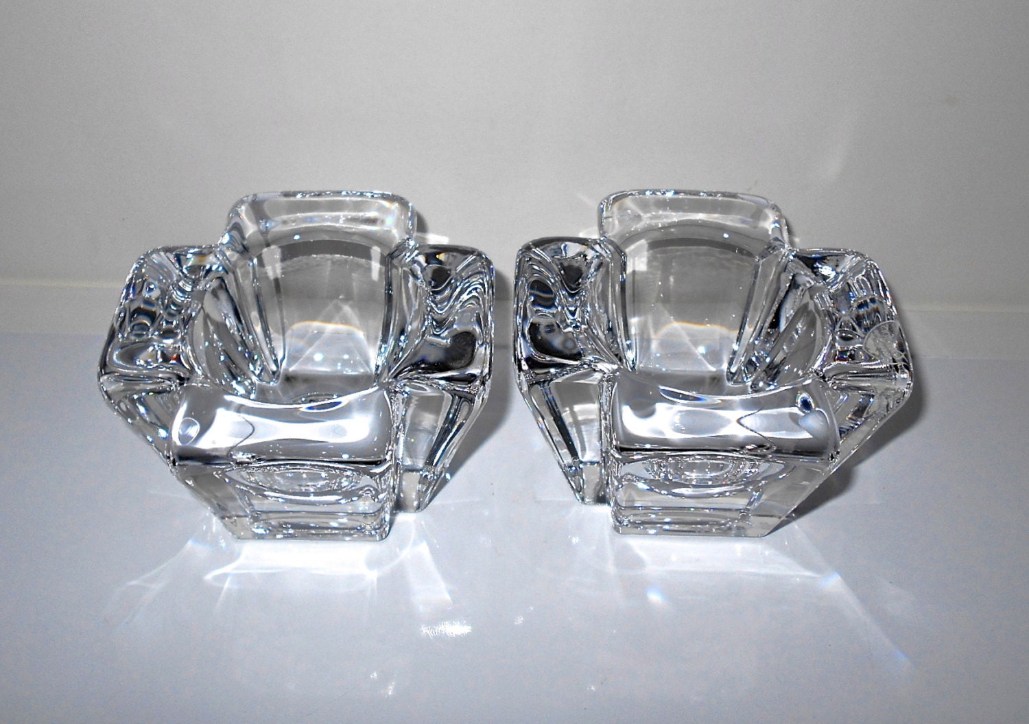 Two Orrefors Sweden Crystal Tealight Candle Holders by gallery122