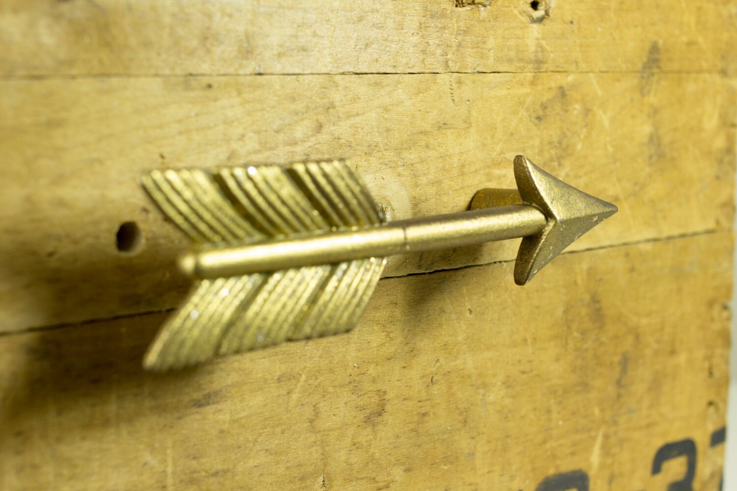 Large Gold Metal Arrow Drawer Pull Vintage Style Kitchen