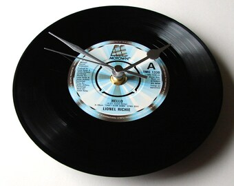 LIONEL RICHIE Vinyl Record CLOCK "Hello" Is it me you're looking for. Or choose your favorite Lionel song...recycled 1980s Motown 7" vinyl