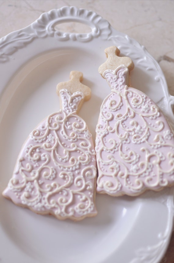 10 Bridal Gown Cookies-Lace Wedding Dress Cookies Bridal