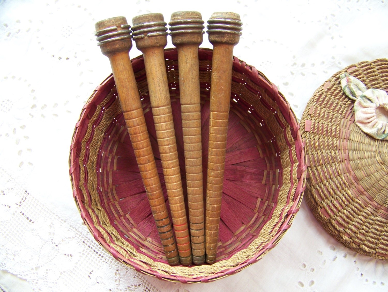 Antique Wooden Bobbins lot of 4. Antique Wood Bobbin by lesaestes