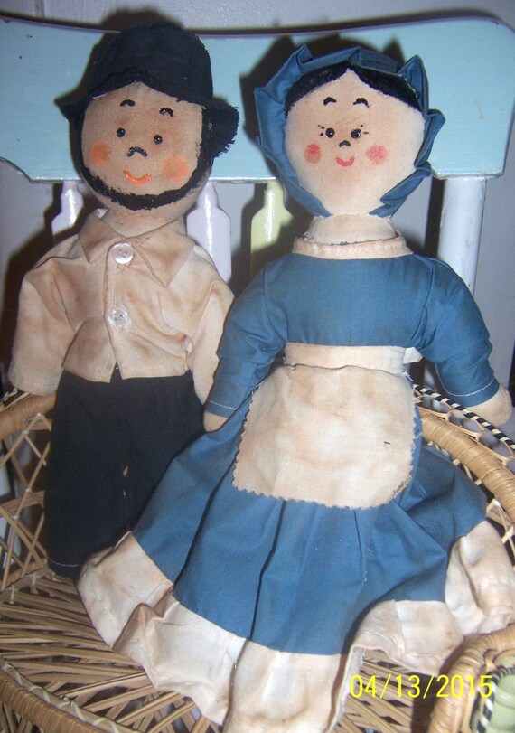 Amish doll Couple Handmade Tea and Cinnamon by FLUFFNSTUFF43