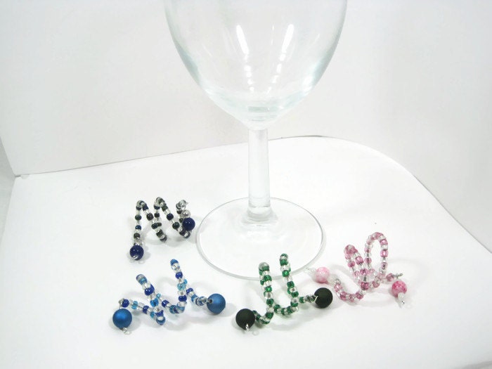 Wine Glass Charms Beaded Wine Glass Stem Charms by Cynhumphrey