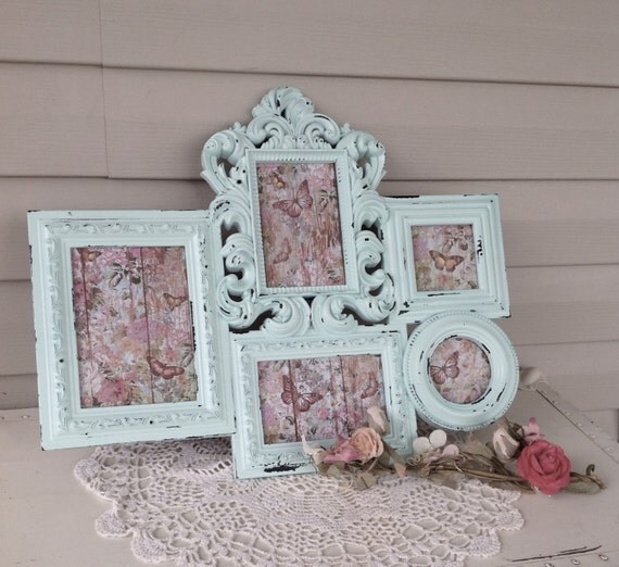 RESERVED for CARLIE Mint Shabby Chic Frame Collage