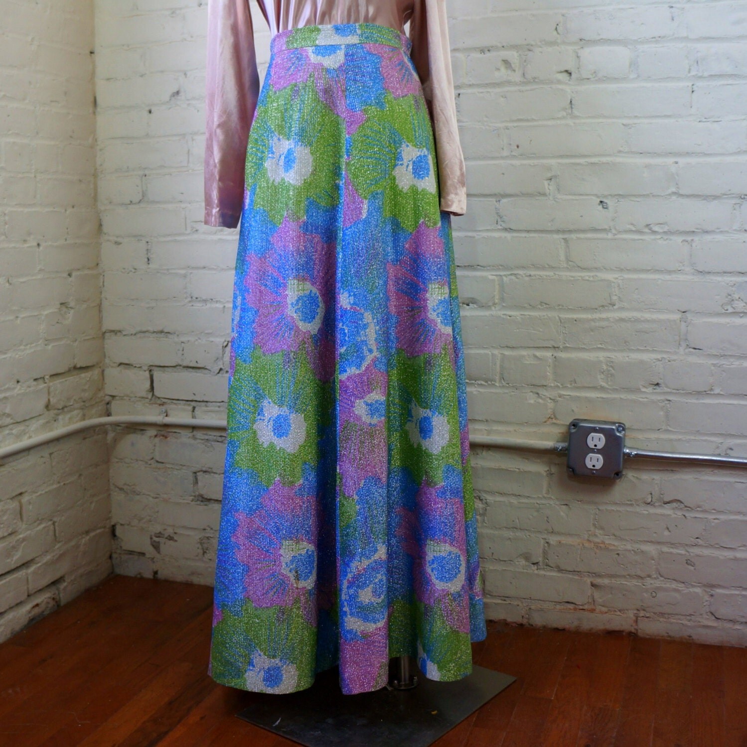 Floral Maxi Skirt 1970s Vintage Formal Pastel by RenegadeRevival