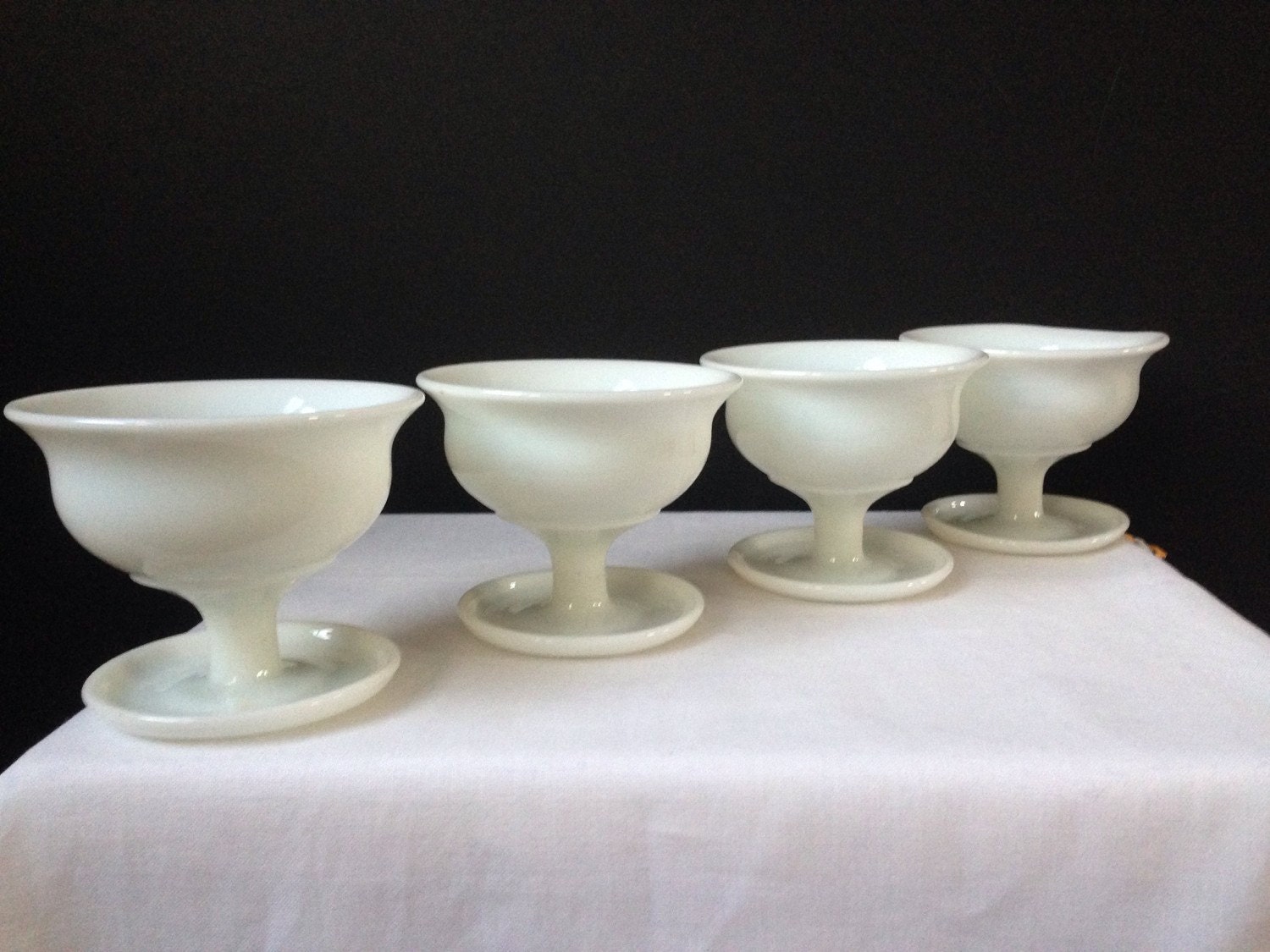vintage milk glass footed dessert dishes set of four vintage milk glass footed dessert dishes set of four