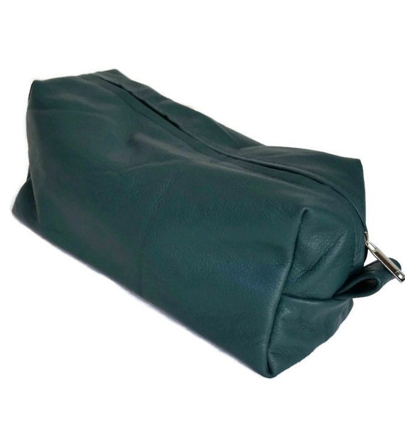 Green Leather Bag Cosmetic Bags Toiletry Bag Travel Bag