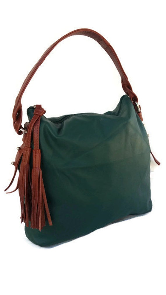 hunter green leather bag