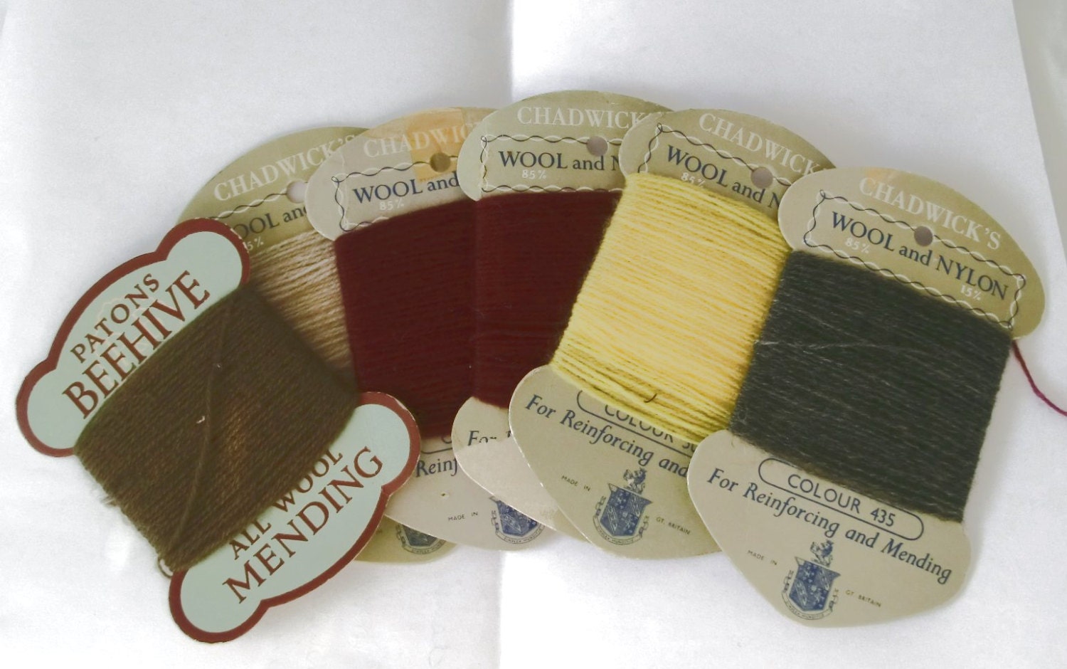 6 Cards Vintage Darning Wool Chadwicks And Patons 6 Cards Vintage Darning Wool Chadwicks And Patons