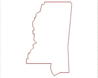 Mississippi MS Outline and Heart US United States Embroidery Machine Design 4x4 5x7 Bernina Brother Pfaff Husqvarna Elna and More