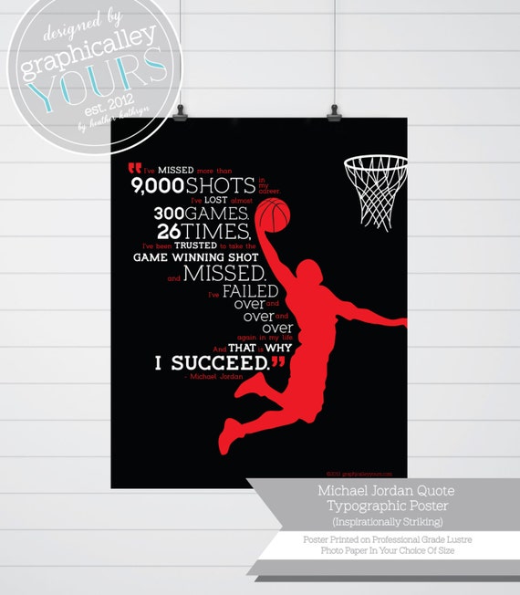 items similar to michael jordan quote typographic poster print 1 2