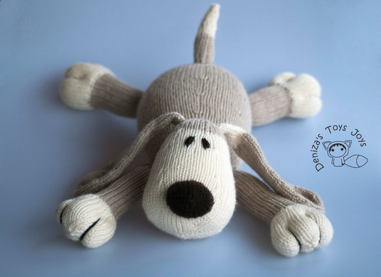 Dog PDF knitting pattern. Knitted in the round. New baby gift